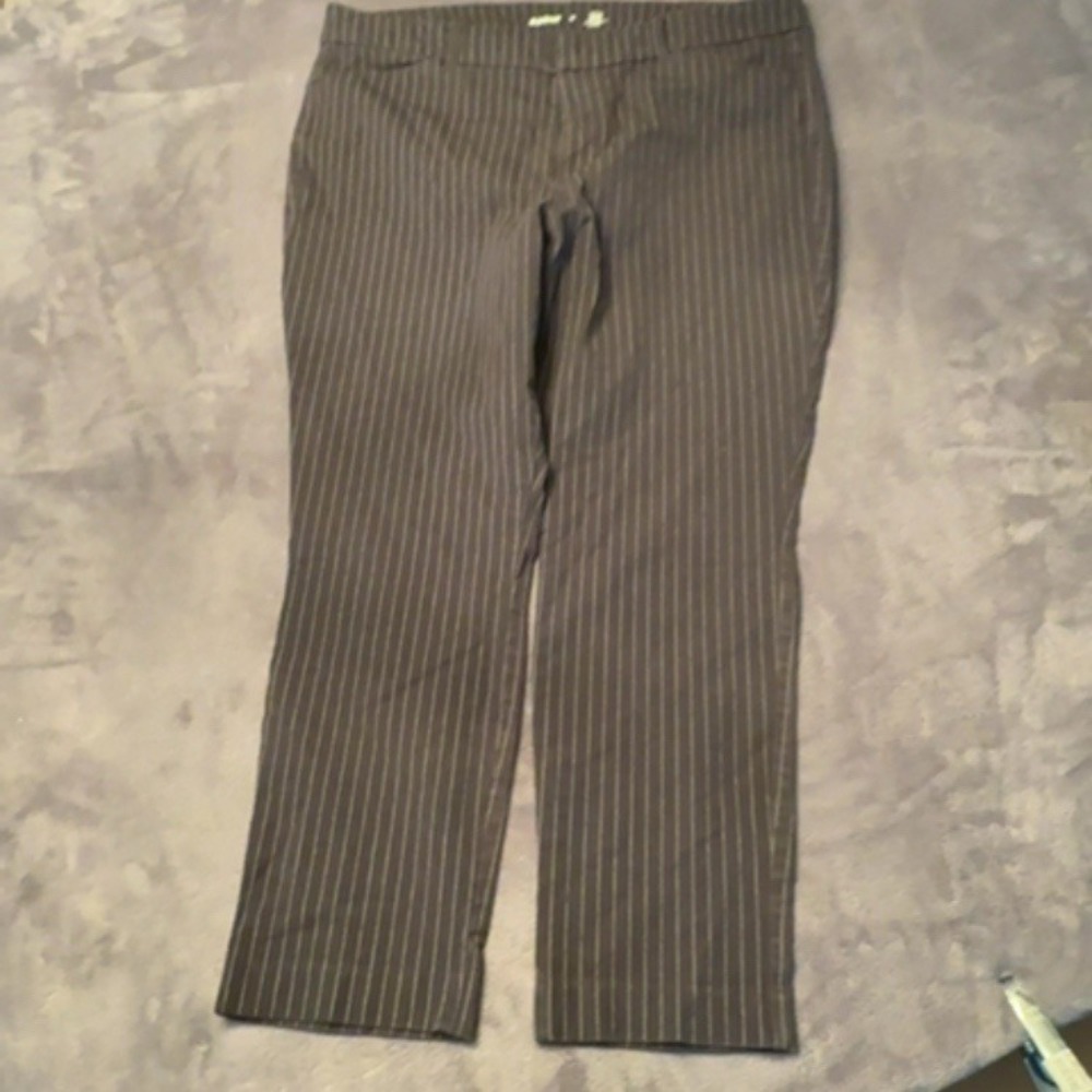 Old Navy Pants Women 16 Black Pinstripe High Rise Pixie Career Casual